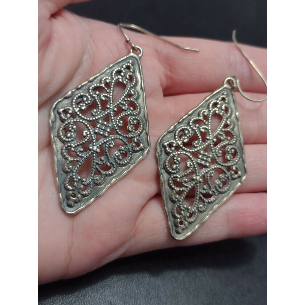 Vintage sterling silver filigree dangling earrings